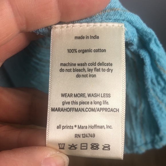 Mara Hoffman Swim Annika Searsucker Halter Tie Cutout Blue Smocked S Dress - Picture 16 of 16